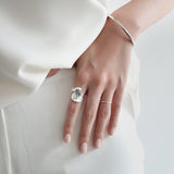 Minimalist overlapped adjustable open ring